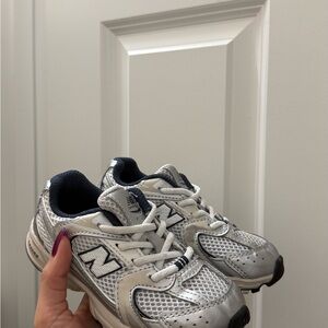 New Balance Kids' Metallic Silver and Black Sneakers